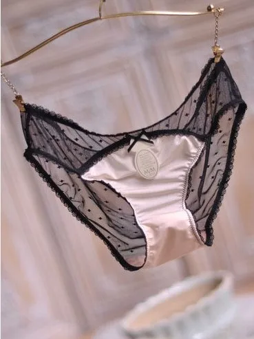 

P31 Sexy Comfortable Gauze Milk Fiber Patchwork Bow Panties Briefs Women's Underwear Female Lingerie Black Champagne Rose Purple