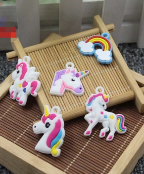 

New 100 pcs Mixed Cartoon unicorn PVC DIY Jewelry Accessories Charm pendant X-88