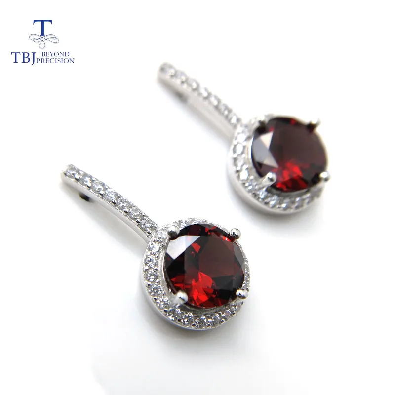 

TBJ,4ct natural red garnet gemstone earring for girls girlfriend daughter women gift 925 stelring silver fine jewelry with box