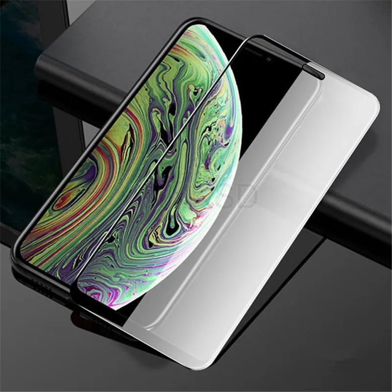 6D Полное покрытие экрана протектор для iPhone 11 pro XS XR XS MAX закаленное стекло для iPhone X 7 8 6 s 6S Plus защитное стекло пленка - Цвет: Black