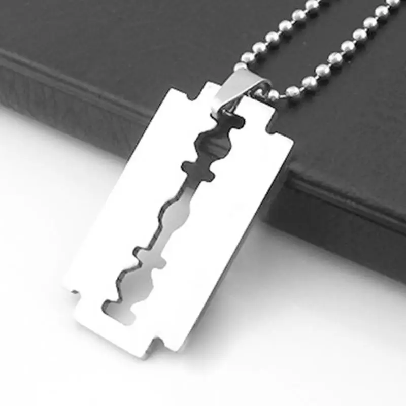 Hot Sale Stainless Steel Razor Blades Pendant Necklaces Men Jewelry