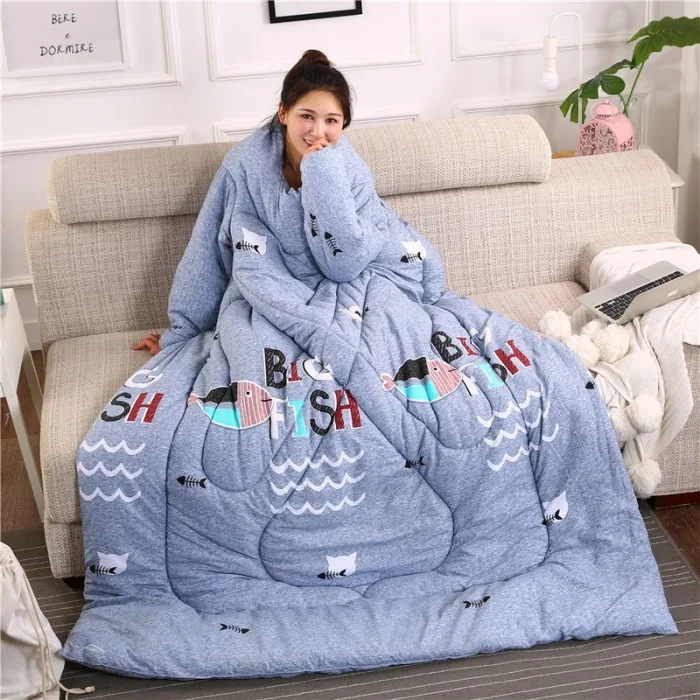 Популярное зимнее «ленивое» одеяло с рукавами, зимнее одеяло, домашнее постельное белье, одеяло с принтом Edredom, сохраняющее тепло, зимнее одеяло с наполнением