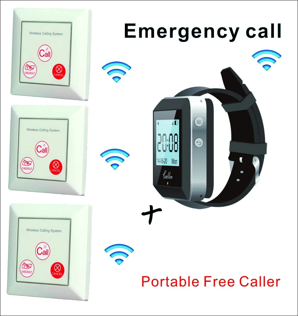 

Wireless Emergency Watch Call Wall-mount free stickers Calling buttons