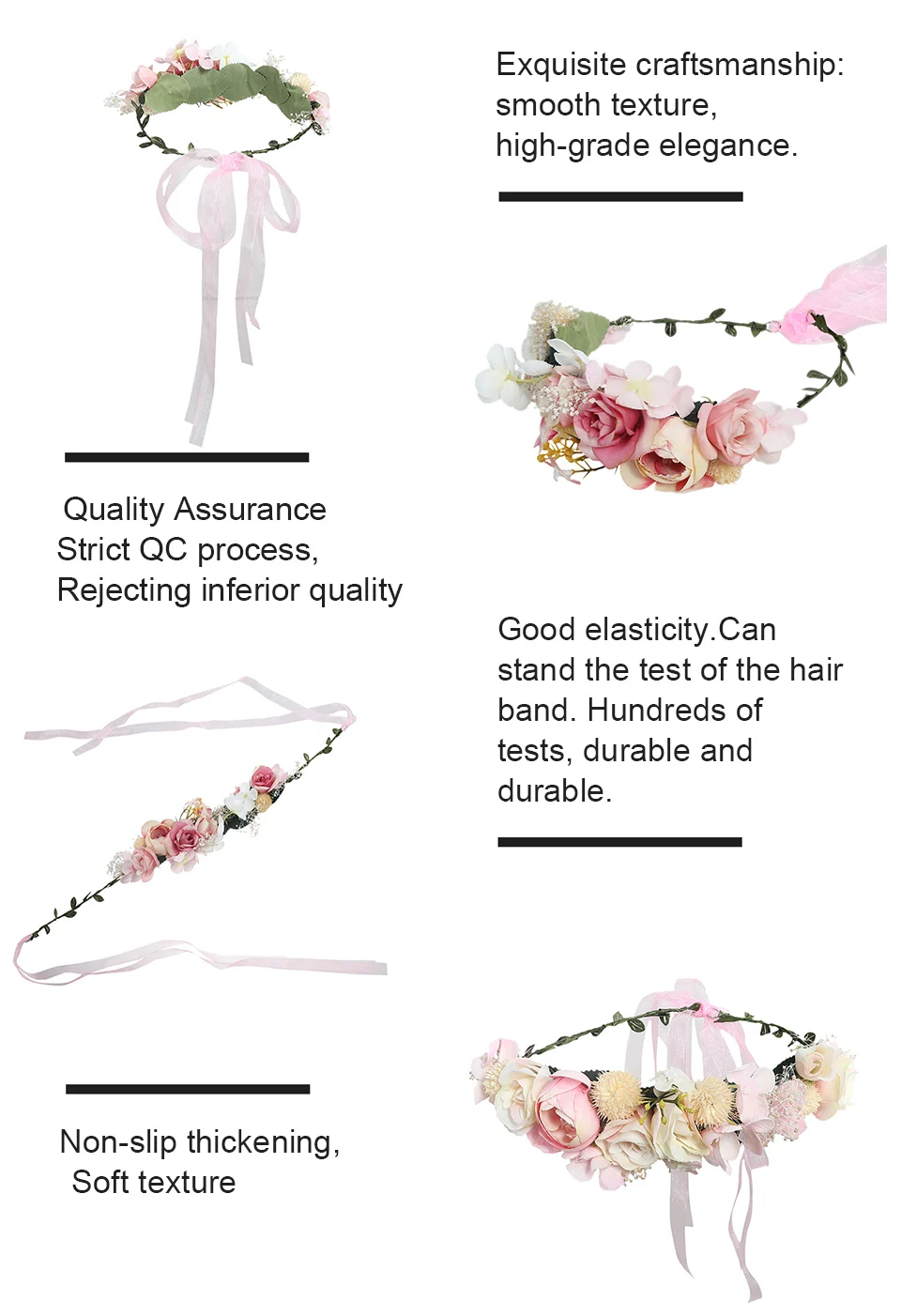 LEVAO/Свадебная гирлянда с розами, венок, лента, бант, аксессуары для волос, резинки для волос для женщин и девочек, свадебная повязка на голову