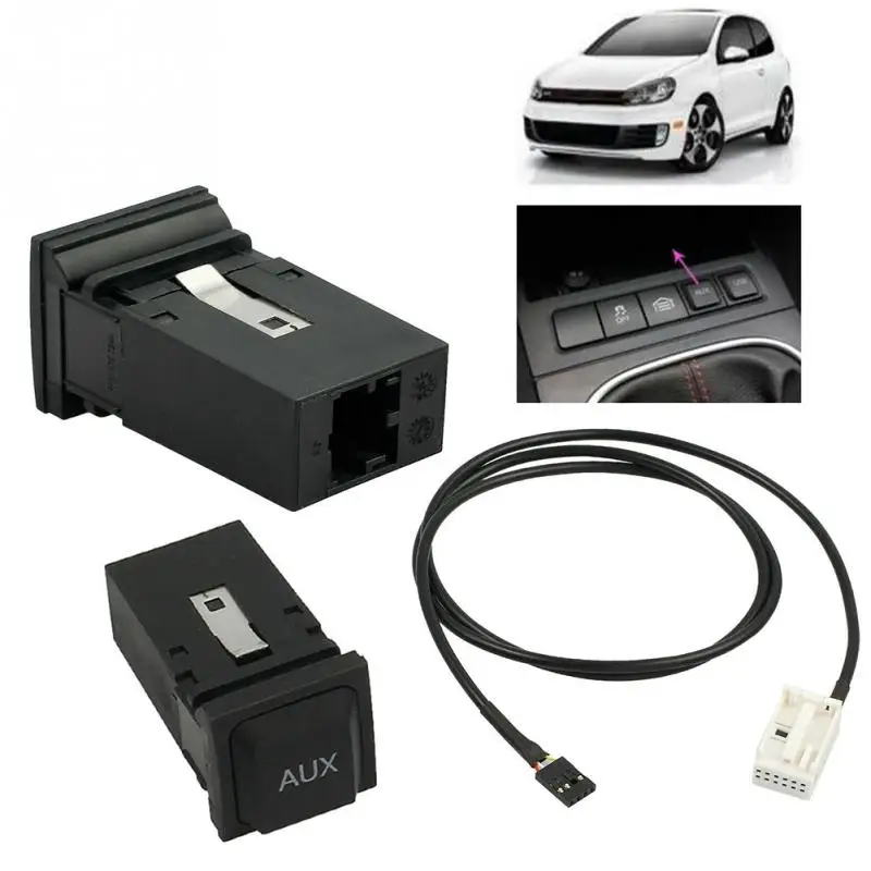 

Durable CD Player Car AUX USB Cable Switch Button For V W JE TTA GOLF MK6 MK5 RCD510 Black ,Car Interior Vehicle USB Button