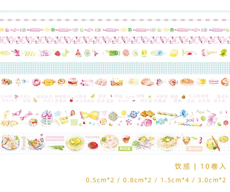 10 шт./компл. милые фрукты васи лента свинья маскирующие ленты Единорог кошка декоративные клейкие ленты для детей Скрапбукинг DIY поставки