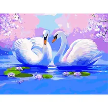 Цифровой Diy картина маслом по номерам рисунок Настенный декор изображение на холст, масляная краска Раскраска по номер рисуем животных Лебедь