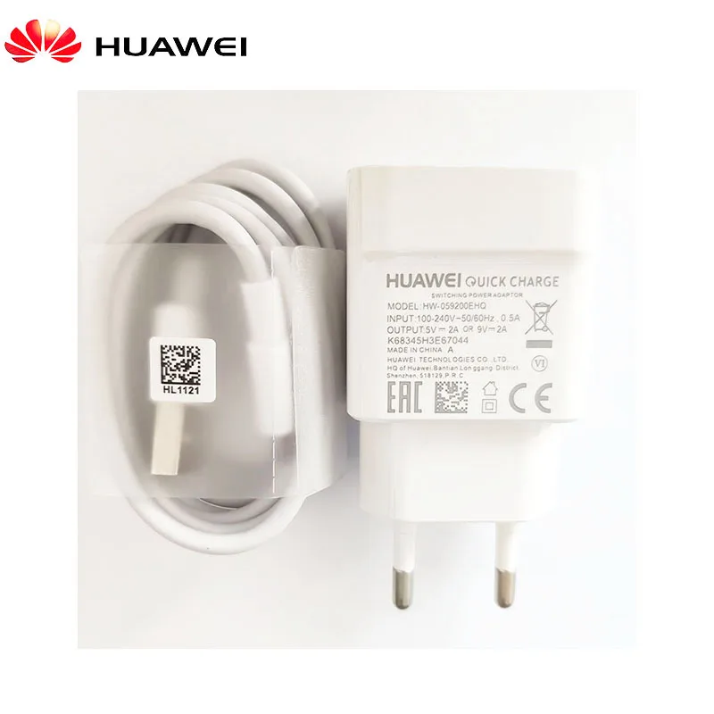 Быстрое зарядное устройство huawei QC2.0 9V 2A EU plug Usb 3,1 type-C кабель для быстрой зарядки смартфона P20 P30 Pro lite P9 P10 Nova 2 3 4 V10 - Тип штекера: Charger and cable