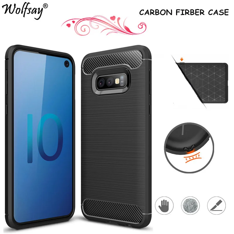Carbon Fiber Cover For Samsung Galaxy S10e Case Bumper Soft Silicone sFor S10E S10 E | Мобильные телефоны и аксессуары