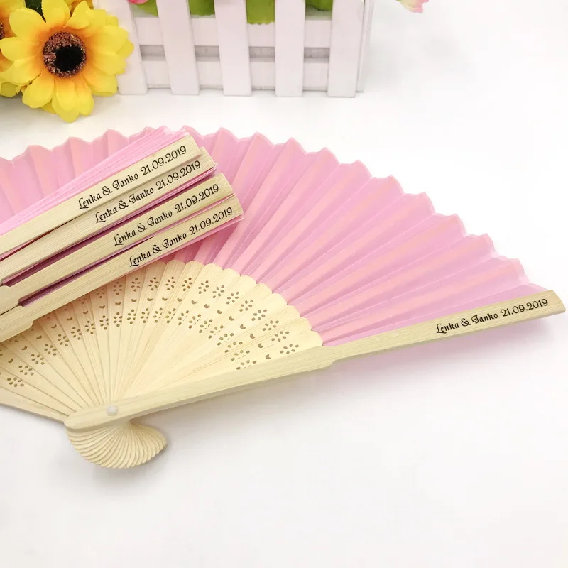 

(100pcs/lot)FREE SHIPPING+Elegant Pink Folding Silk Hand Fan with Organza Gift bag Wedding Gift & Party Giveaway For Guest