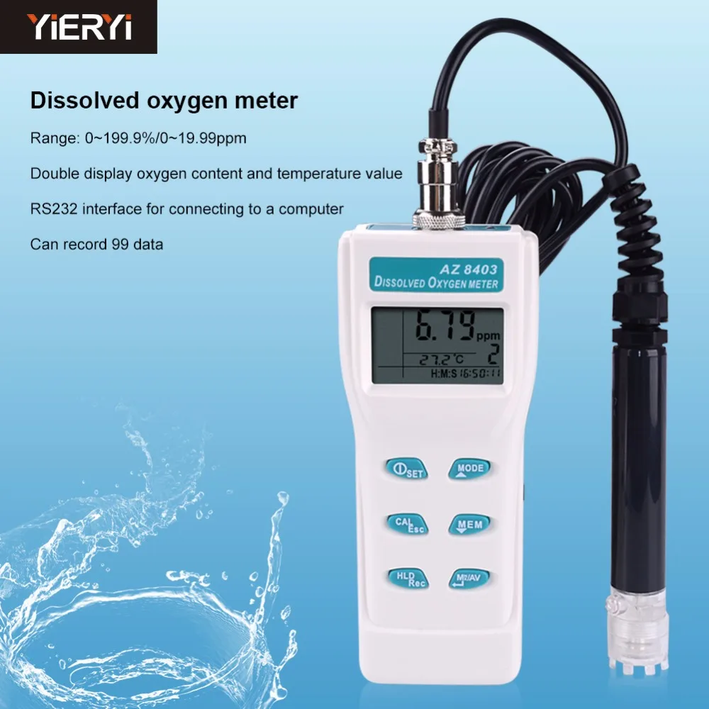 

Portable AZ8403 Dissolved Oxygen Meter Swimming Pool, Aquaculture 0.0~199.9% Dissolved Oxygen Analyzer Accuracy: +/- 1.5% F.S