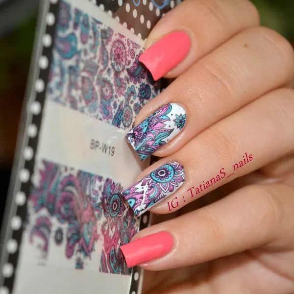 1 Sheet BORN PRETTY Beauty Nails Blooming Flower Nail Art Water Decals Floral Nail Transfer Stickers BP-W19