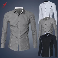 Feitong, дизайн, брендовая мужская одежда, роскошная, с длинным рукавом, повседневная, приталенная, стильная одежда, рубашки, chemise homme XXL