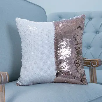 

New Magical Throw Pillow case Color Changing Reversible Pillow Case Pillow Cover DIY Mermaid White Gold Sequin CushionCover