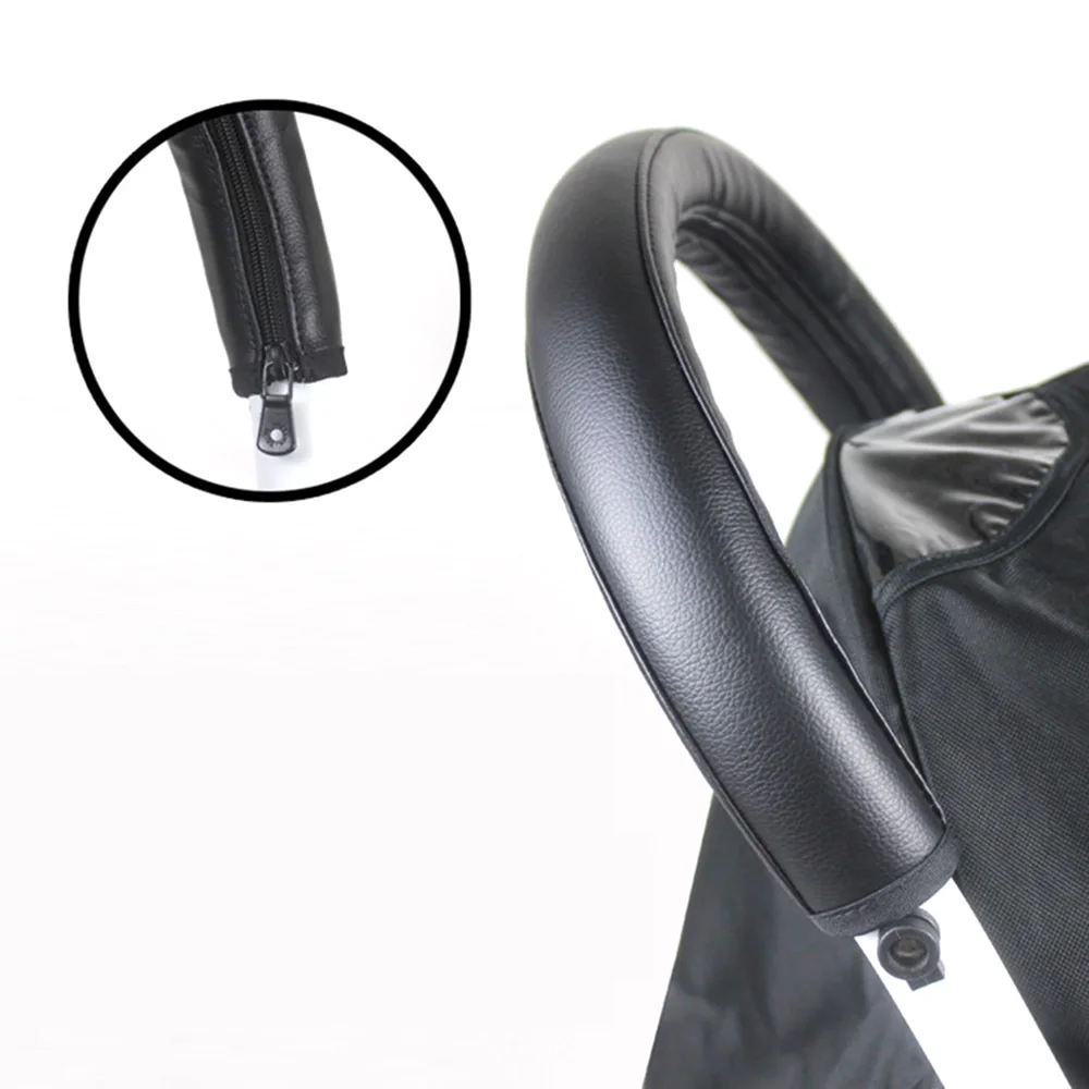 

Behogar Baby Stroller Pram PU Waterproof Armrests Front Handle Bar Grip Protective Zipper Case Cover Wheelchairs Accessories