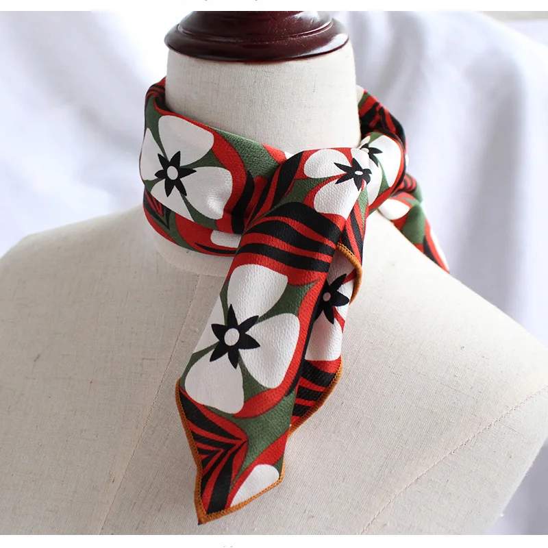 Silk Scarf Women 60*60cm 2018 Flowers Print Small Square Scarf