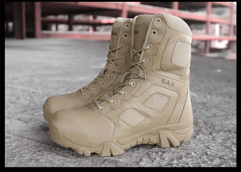 Military Tactical Mens Boots Special Force Leather Waterproof Desert Combat Ankle Boot Army Work Shoes Plus Size 39-47 (20)