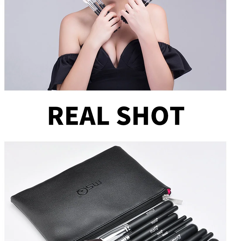 qualidade com pu escovas de cabelo sintético de alta estojo de couro msq 15 pcs pro makeup brushes Grupo fundação eye blush make up kit 9 conjunto fundação sombra blush compõem kit escova
