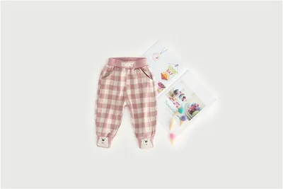 Новое поступление, модные детские клетчатые штаны детские повседневные штаны хлопковые клетчатые брюки для мальчиков и девочек штаны для девочек 2, 3, 4, 5, 6, 7 лет - Цвет: Розовый