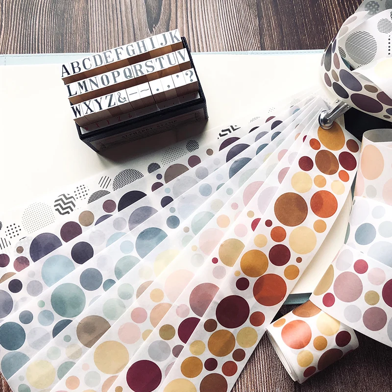 1 Roll/pc Round Circle Washi Masking Tape 5.3cmx5m Adhesive Masking