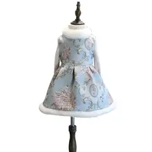 Зимнее платье для девочек; милое детское платье без рукавов с воротником под горло и цветочным принтом; теплое платье принцессы для девочек; CostumeHW2146