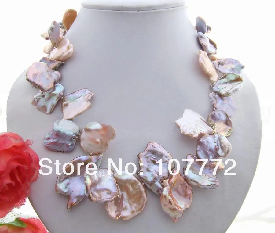 

Rare Natural! 26 x 30MM Keshi Pearl Necklace free shipment