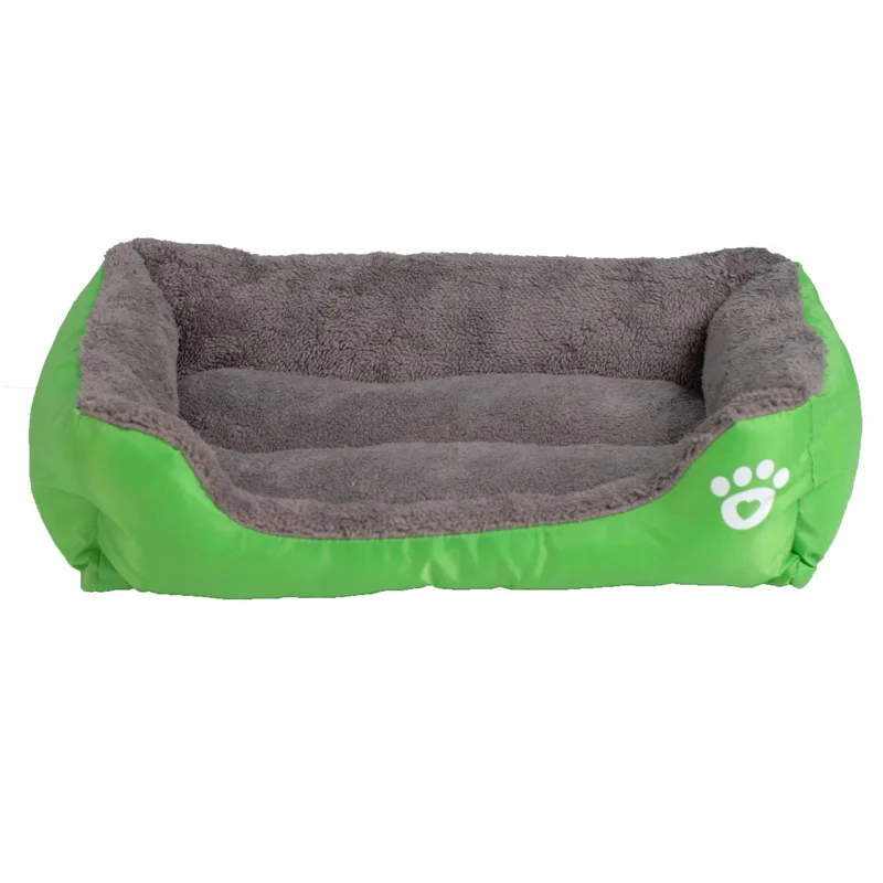 Green S-3XL, 9 цветов, диван-кровать для домашних животных, кровати для собак, водонепроницаемое дно, мягкий флис, теплая кровать для кошек, домик, Petshop cama perro - Цвет: Green