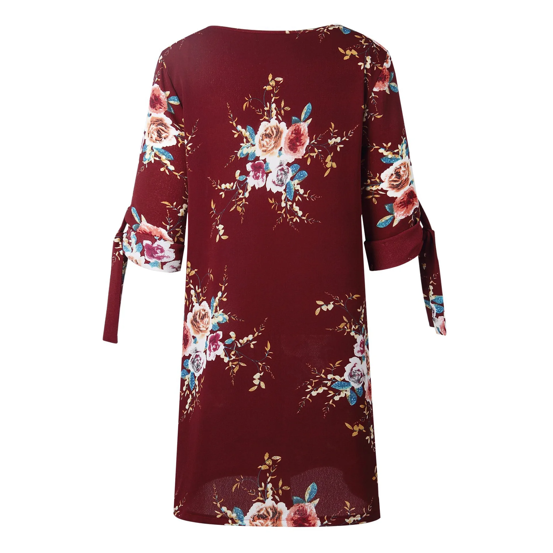 Для женщин летнее платье Boho Стиль Цветочный принт шифоновое пляжное платье Туника Сарафан Свободные мини платье S-5XL