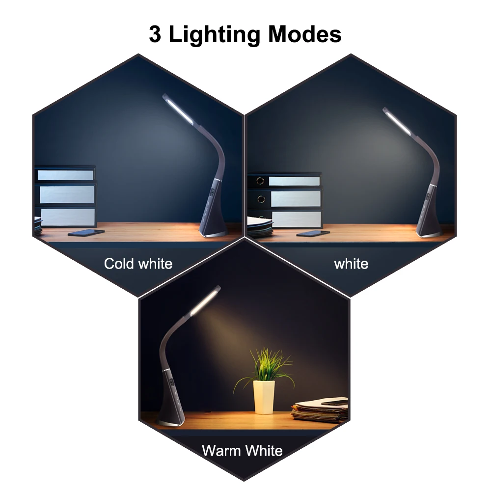 Светодиодный настольный светильник 3 режима 5 уровня сенсорного управления глаз-забота светодиодный настольный светильник 5 Вт Диммируемый офисный светильник для кабинета с ЖК-дисплеем