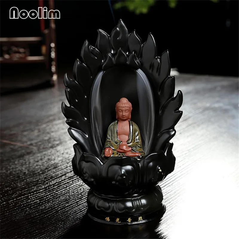

Big Size Buddha Handicraft Ceramic Backflow Incense Burner Home Decor Waterfall Zen Buddhist Aromatherapy Incense Holder Censer