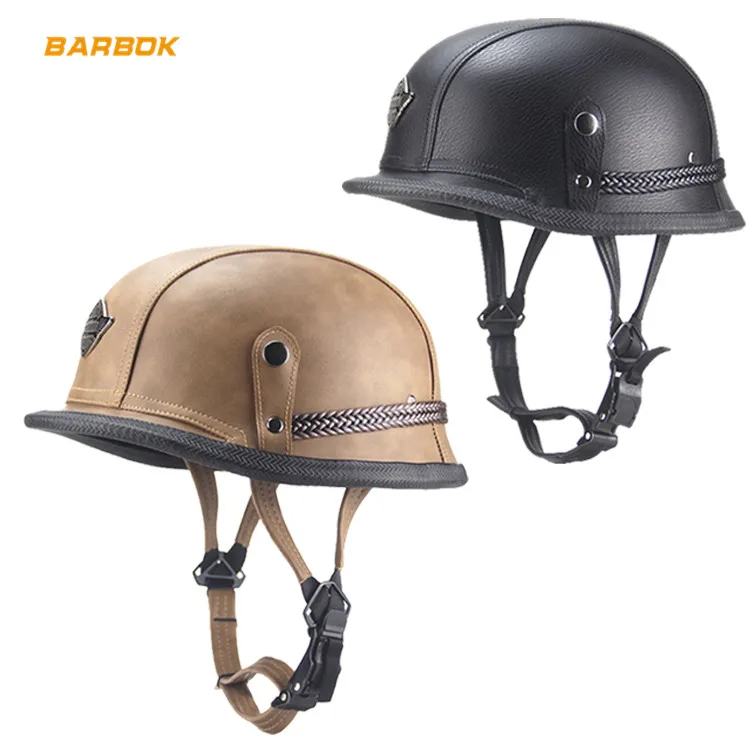 

High Strength ABS Shell Motorcycle Helmets for Cruise Cycling Hiking PU Leather Outer Layer Easy Clean Outdoor Sports Safety Cap