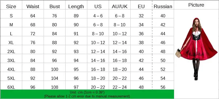 S-6XL, женский сексуальный костюм с красной шапочкой, маскарадный костюм для взрослых на Хэллоуин+ плащ