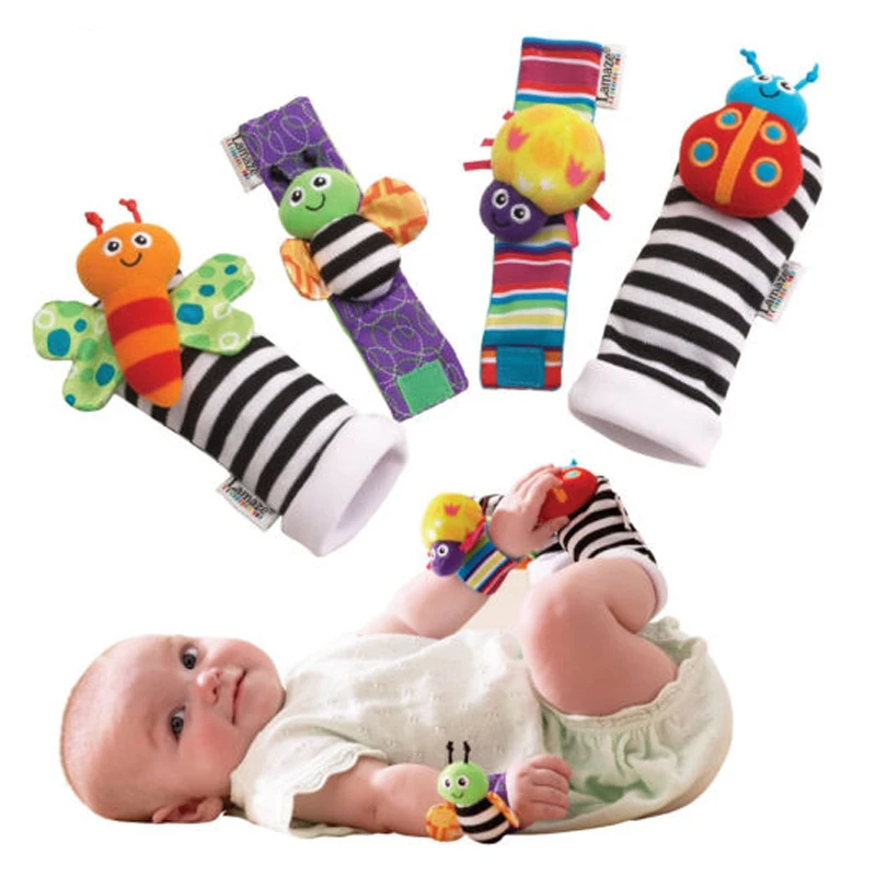 New Arrival 4pcs Baby Socks Rattle toy Rattle Set Baby Sensory Toys