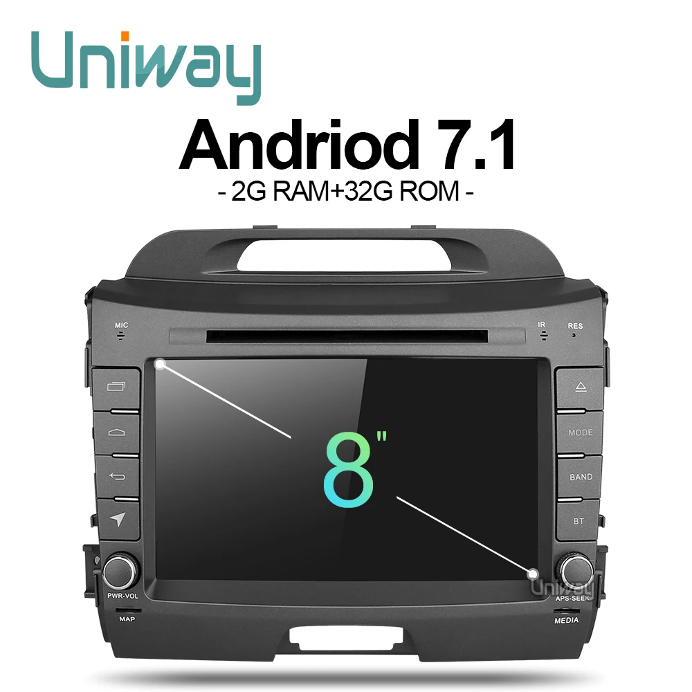 uniway ZZP8071 2G 32G android 7 1 car dvd for kia sportage 2014 2011 2009 2010