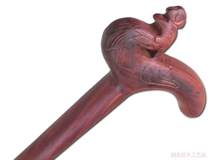 Natural wood carving high-grade red sandalwood rosewood cane cane crested is not painted green sandalwood can be customized
