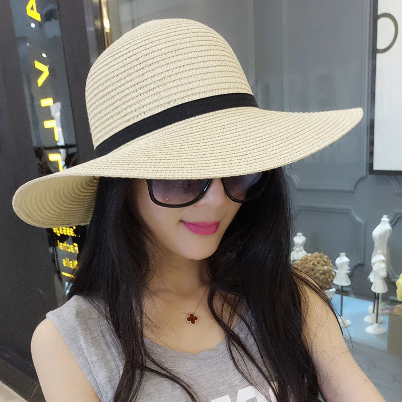 Летняя женская кепка s Dome бант лента Sombrero пляжная Дамская солнцезащитная Кепка