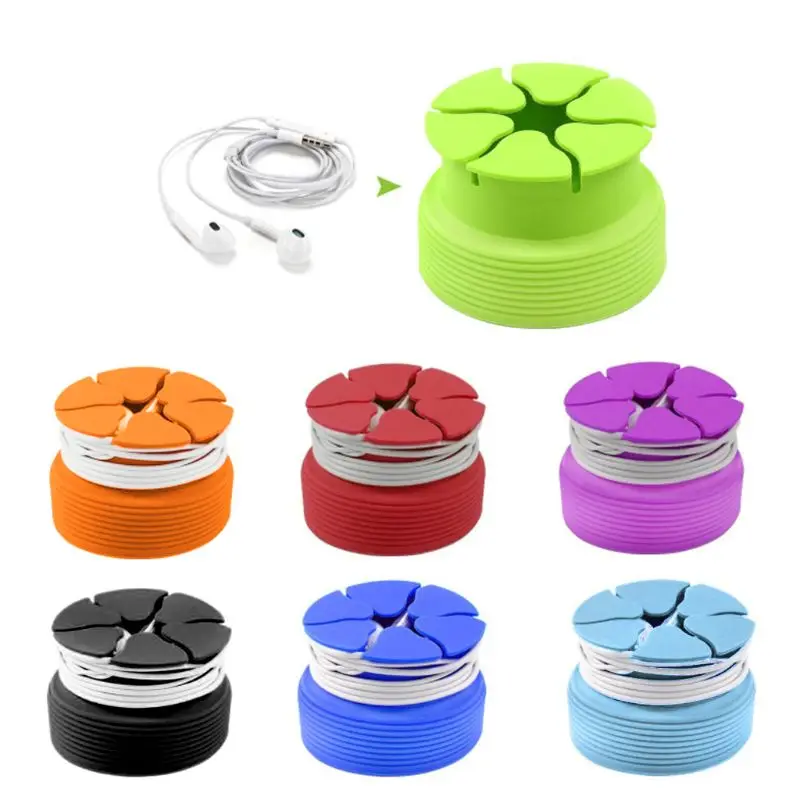 Portable Earbuds Holder Case Wrap Silicone Earphone Cable Organizer
