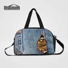 Dispalang милые дорожные сумки с принтом бабочки для женщин, парусиновая джинсовая сумка с рисунком, ручная сумка для путешествий, сумка для студентов