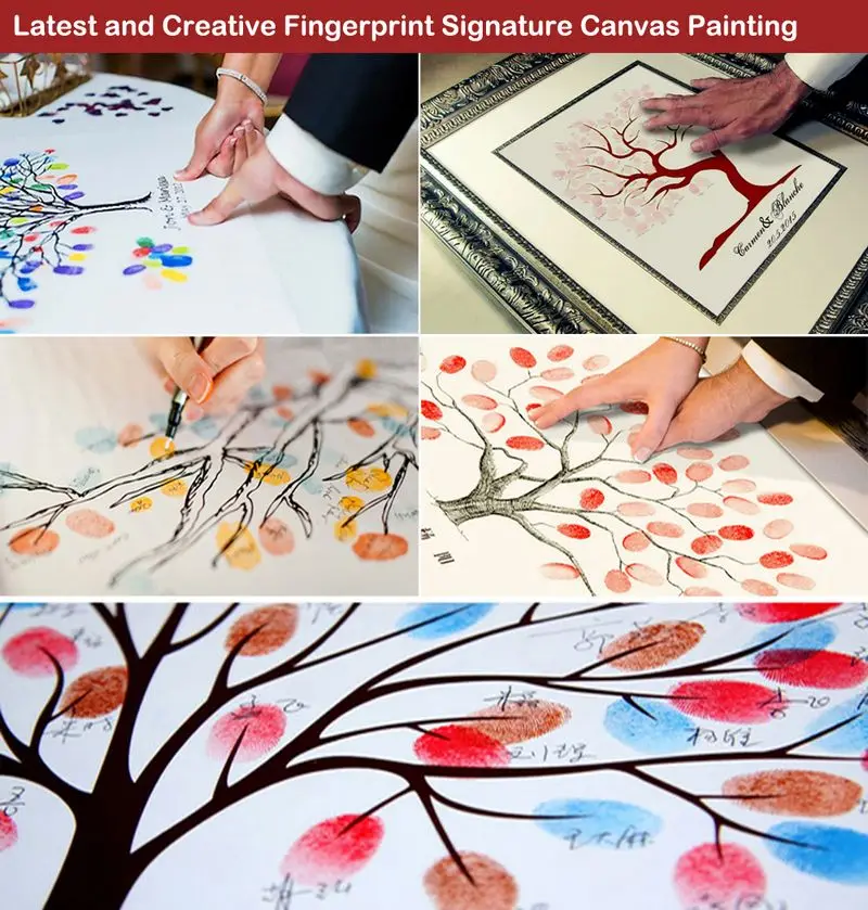 Wedding Fingerprint Tree Painting Loved Bird Guest Book Wedding Gift Fingerprint Souvenir Canvas Poster Deco wedding guest book