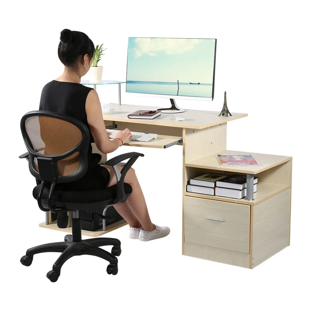 Modern Home Office Wood Computer Workstation Writing Desk With