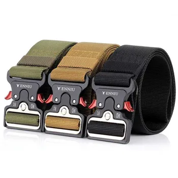 

2019 Wholesale Military Adjustable Waist Belt with Metal Buckle Outdoor Sports Camping Hiking Hunting Equipment askeri malzeme