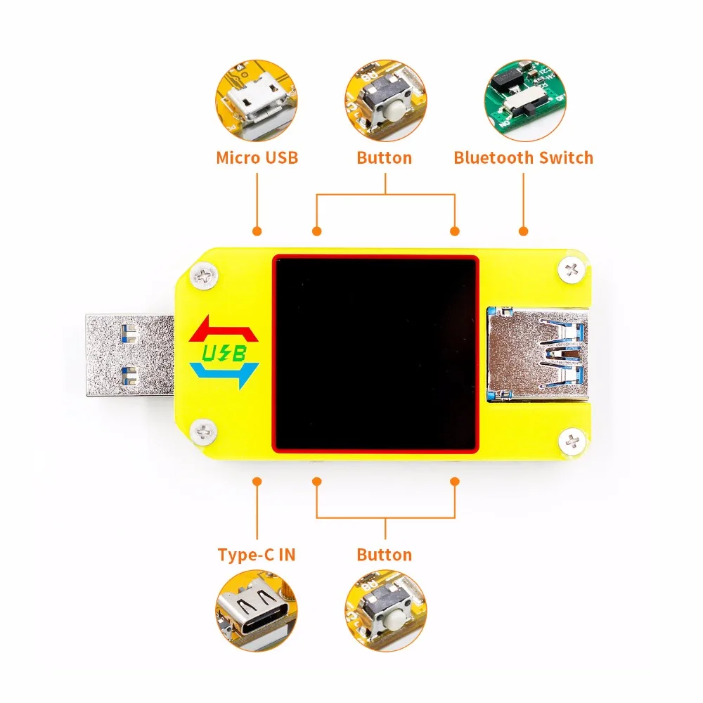 UM34 UM34C Для APP USB 3,0 Тип-C DC Вольтметр Амперметр Напряжение измеритель тока, для батареи зарядки измерения Кабельный тестер сопротивления