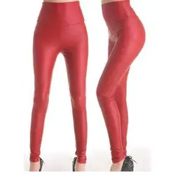 Top Quality Sexy Red Vinyl Leather Fashion Woman Spring Autumn Winter Leggings Adventure Time Gothic High Waist Legging WL1439