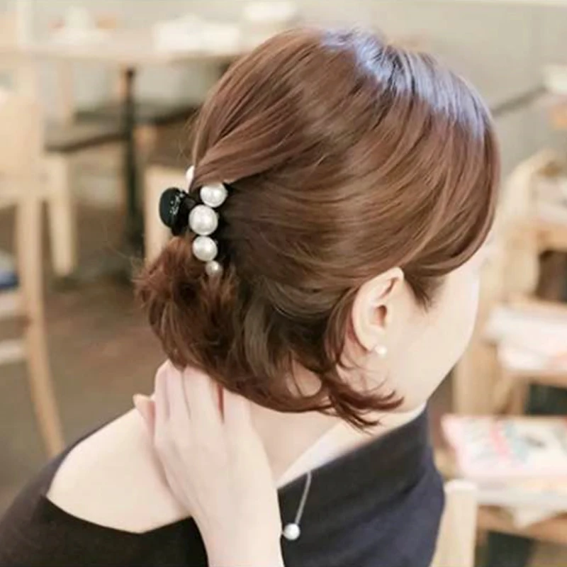 

M MISM Elegant Crystal Pearl Hair Clip Black Claw Clip for Women Party Festival Hairpin Hairpins Hairgrips Hair Clip