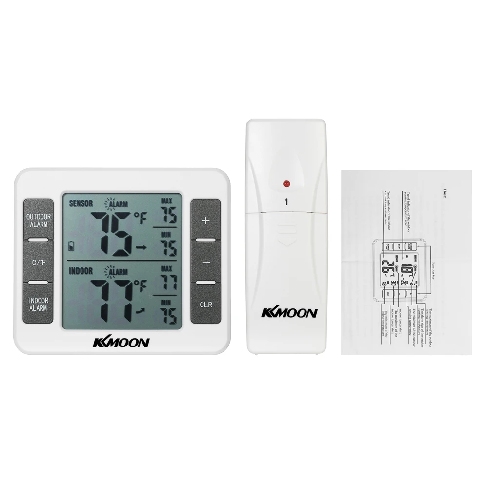 ЖК-цифровой термометр измеритель температуры в помещении на открытом воздухе Метеостанция+ беспроводной передатчик с C/F Max Min Value display