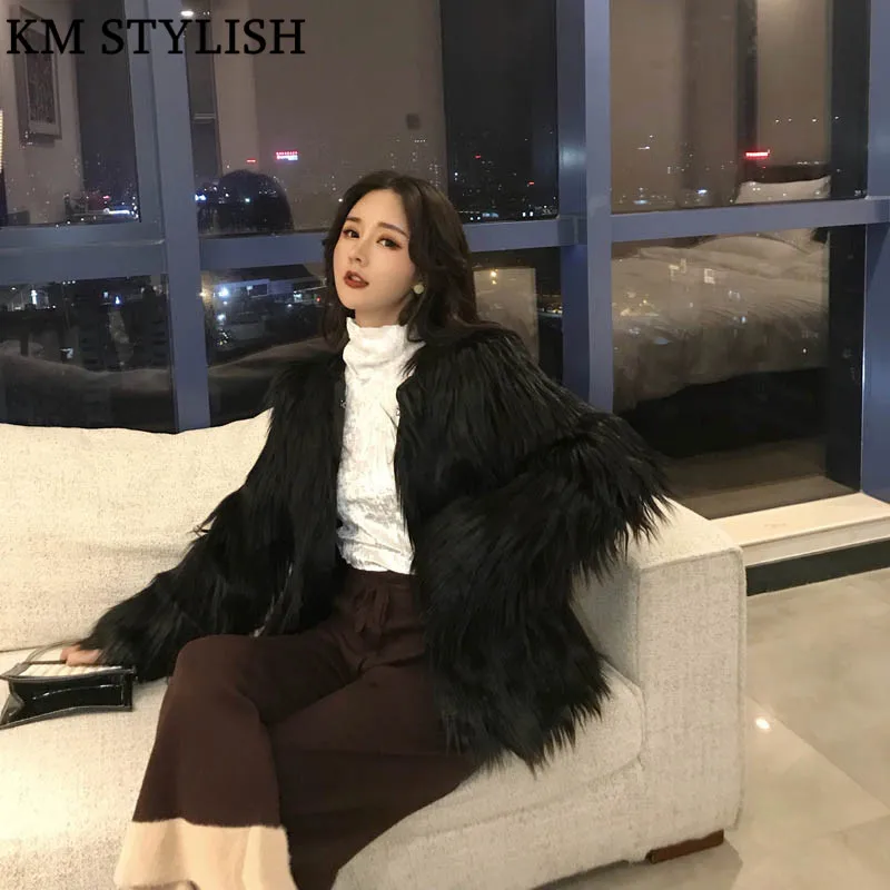 D'hiver Et Manches Coton De Doublure Noir Faux Tempérament Manteau Le Coréenne Dames Nouvelle Fourrure Plus Longues Automne Mode Version 2018 P5qxBOEw7