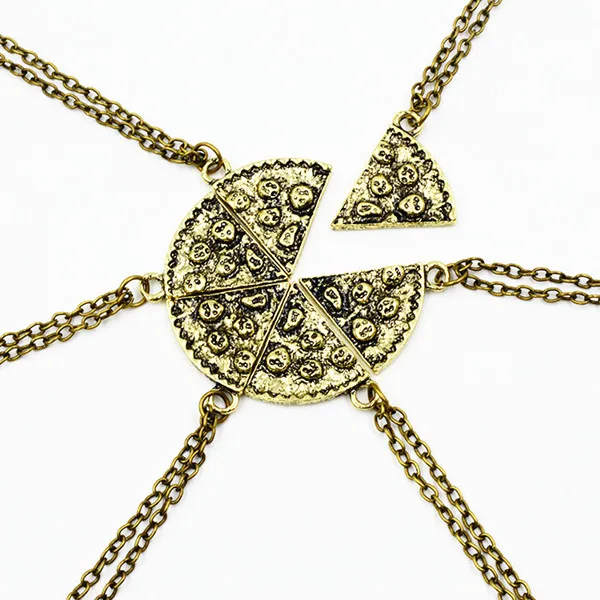 Set of 7 Pizza Slice Friendship Necklace Best Friends Jewelry Family Charm
