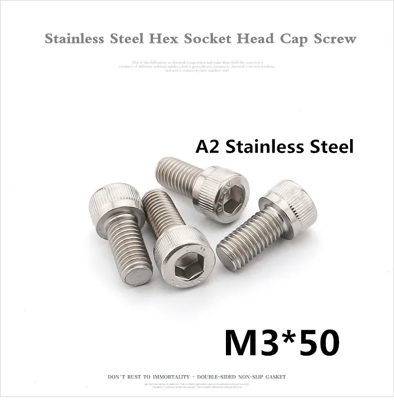

100pcs/lot DIN912 M3*50 A2 Stainless Steel Hex Socket Head Cap Screw