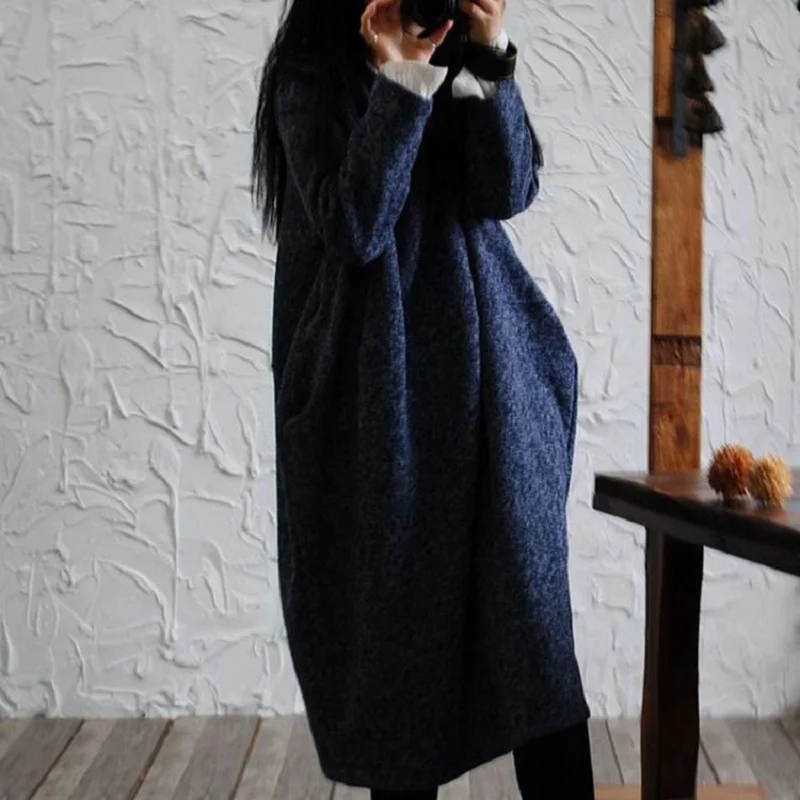 

ASYMSAY 2017 Autumn Winter Plus Size Women Clothing Simple Long Sleeve O-neck Warm Large Dress Oversized Ladies Dresses AC3824