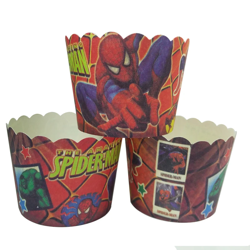 

100pcs Cool Spiderman Hulk Heroes Duck Bowknot Paper Baking Cupcake Cup Puppy Liners Muffin Cases Wholesale Kitchen Cooking Tool